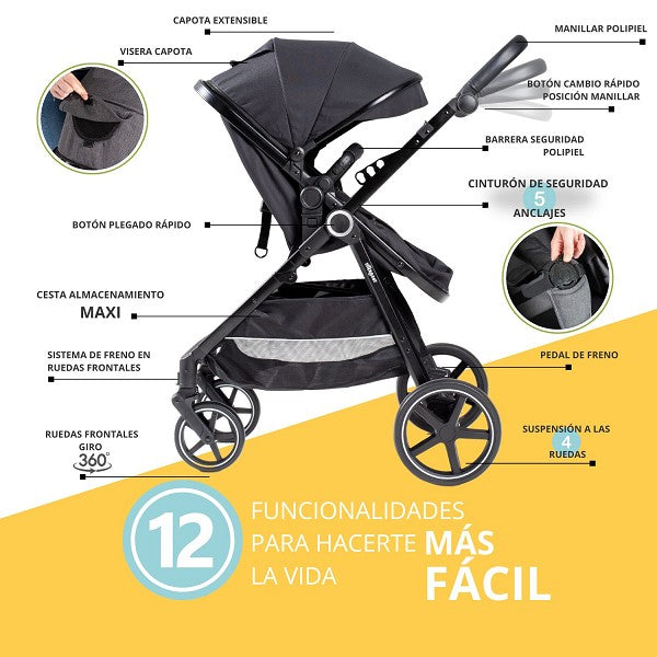 Silla de Paseo 3 en 1 Versa Negro