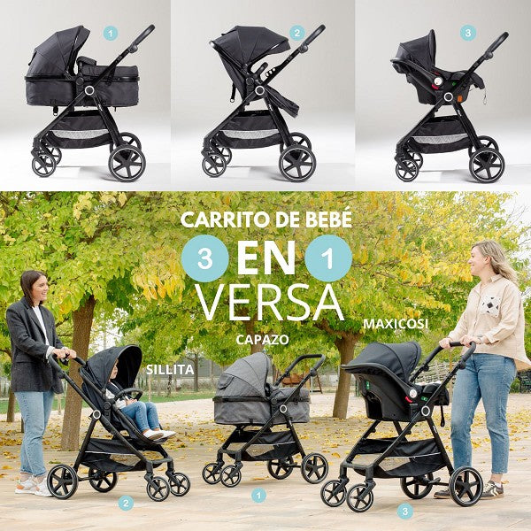 Silla de Paseo 3 en 1 Versa Gris