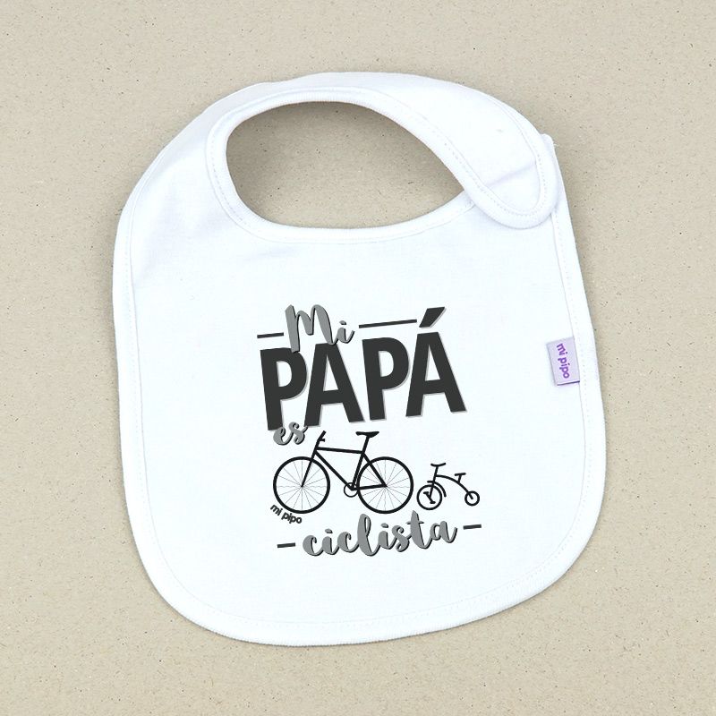 Babero Divertido Mi Papá es ciclista - Mikeko