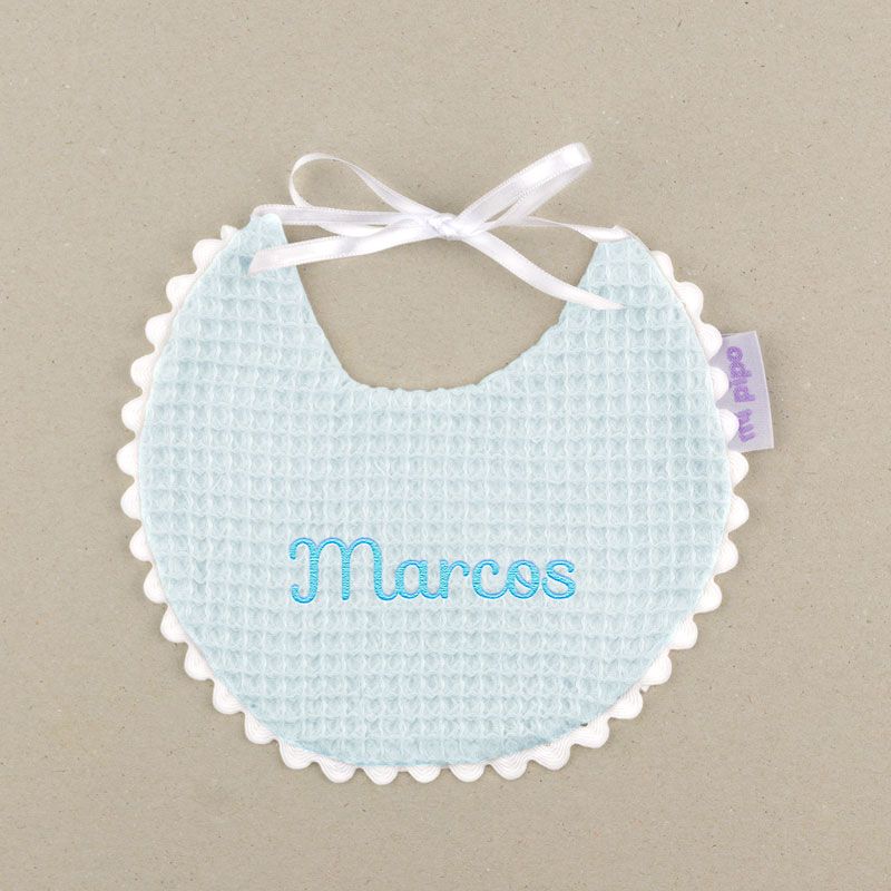 Babero Gofre Celeste Soft Personalizado