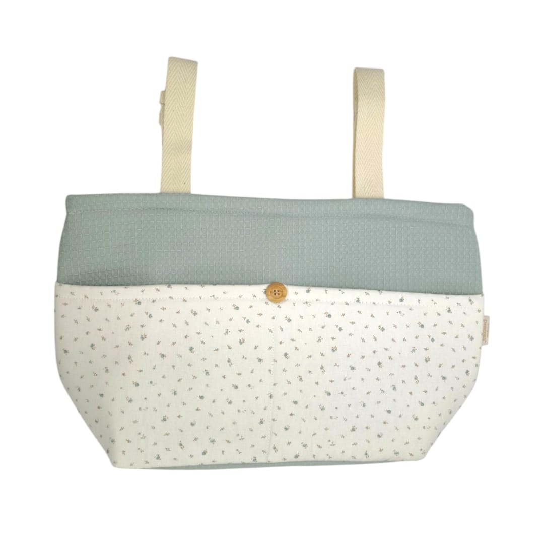 Bolso Carrito florecitas new verde mint