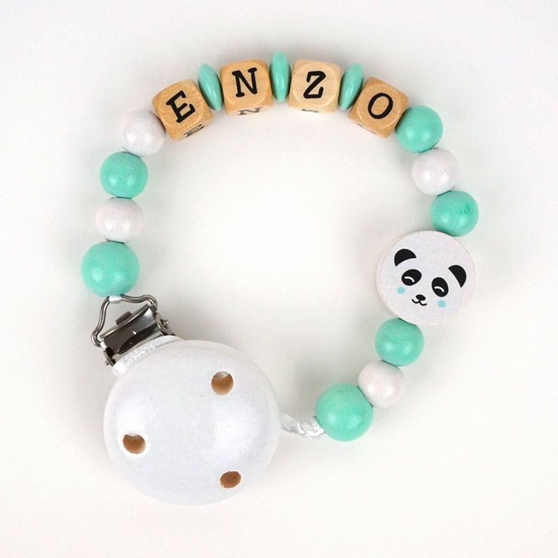 Cadenita de madera personalizada panda menta - Mikeko