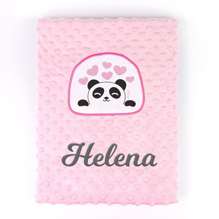 Manta Clásica Aplique Panda Rosa Personalizada