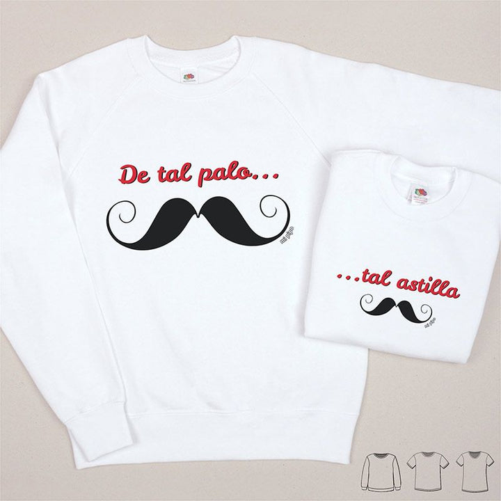 Pack 2 Prendas Camiseta o Sudadera Papá De tal palo tal astilla bigote