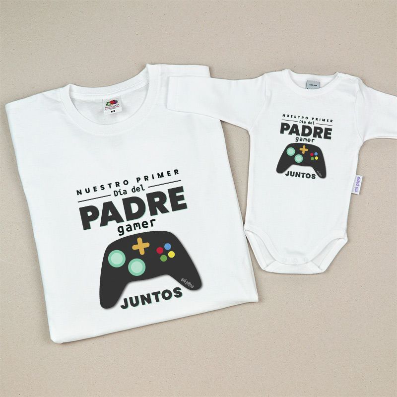 Pack 2 Prendas Nuestro primer día del Padre Gamer juntos