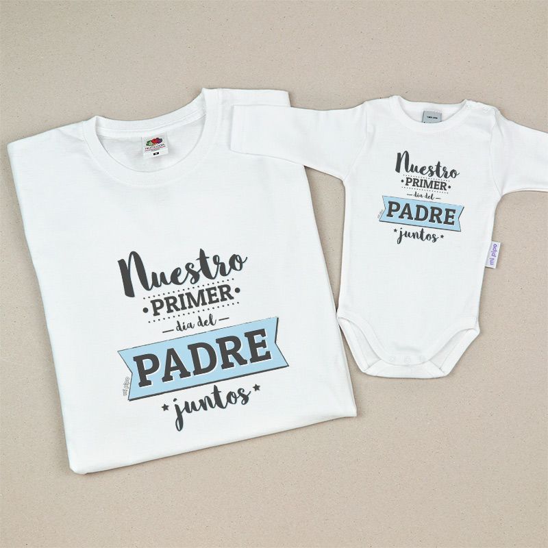 Pack 2 Prendas Nuestro Primer día del Padre juntos Insignia