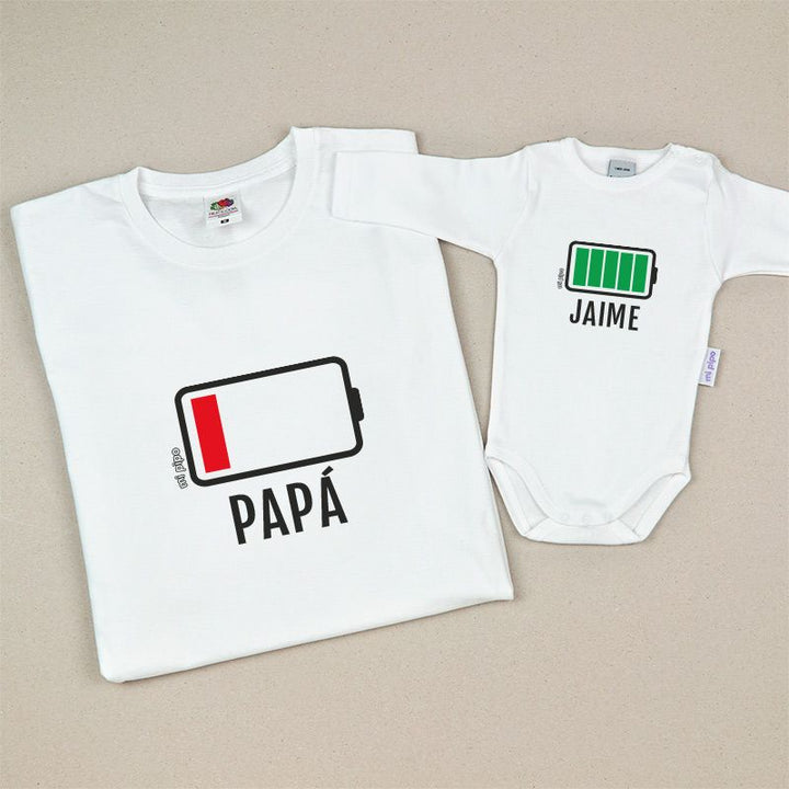 Pack 2 Prendas Personalizadas Papá Batería baja (Nombre hijo)