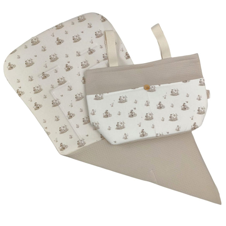 Colchoneta Reversible para silla + Bolso a juego Bicicleta Beig