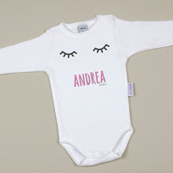 Babidu Body Personalizado Nombre + Pestañas Rosa - Mikeko