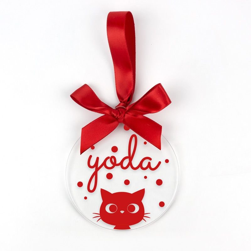 Bola Navidad METACRILATO Personalizada Gato, elige color - Mikeko