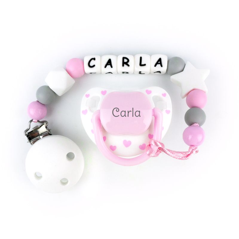 Pack 2 Chupetes con Broche Personalizados Pink 0-6 Meses - Disbaby -…