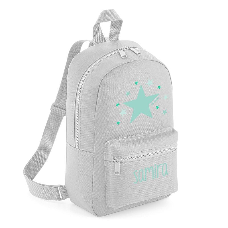 Mochila Medium Nylon Estrella Menta personalizada, color a elegir - Mikeko